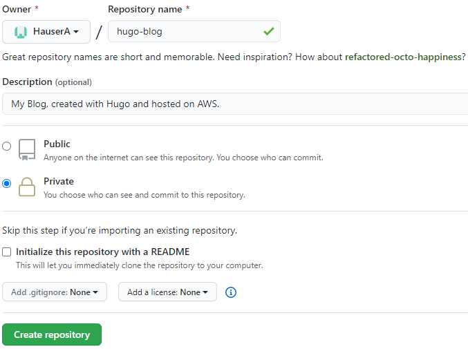 Create Github Repo